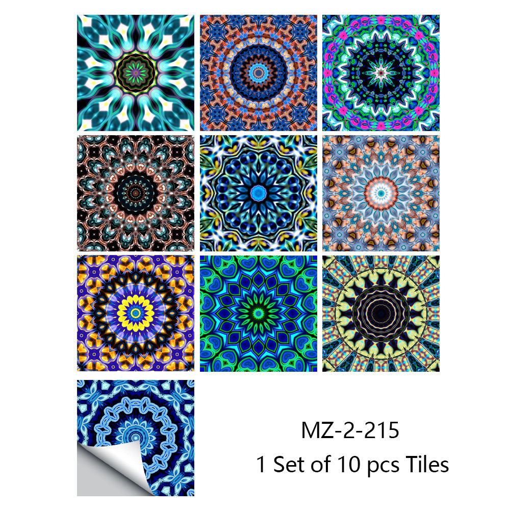 10/15cm Mandala Crystal Hard Film Tiles Wall Stickers Kitchen Bathroom Wardrobe Decoration Art Mural Waterproof PVC Wall Decals