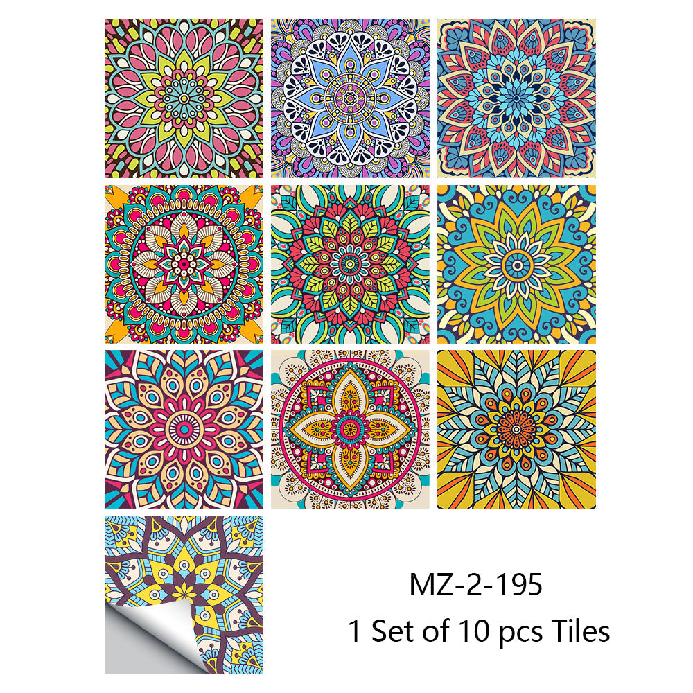 10/15cm Mandala Crystal Hard Film Tiles Wall Stickers Kitchen Bathroom Wardrobe Decoration Art Mural Waterproof PVC Wall Decals