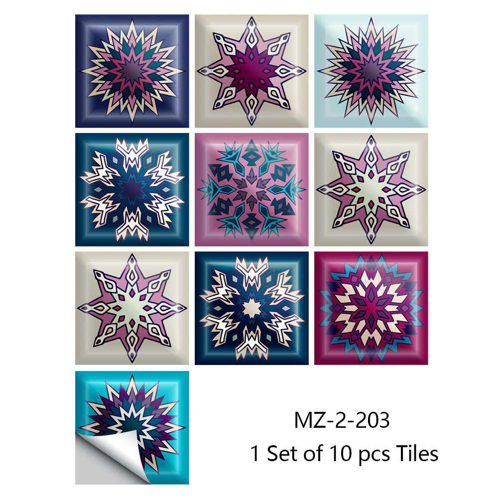 10/15cm Mandala Crystal Hard Film Tiles Wall Stickers Kitchen Bathroom Wardrobe Decoration Art Mural Waterproof PVC Wall Decals