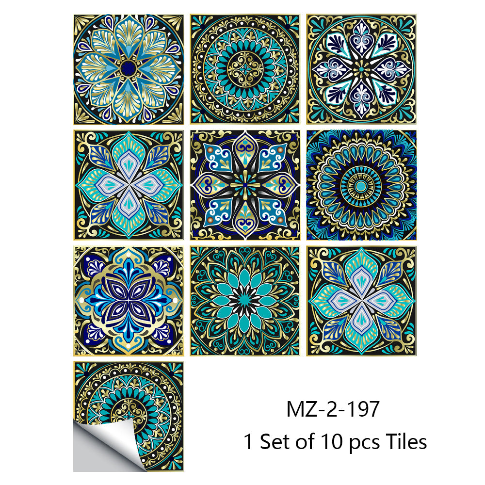 10/15cm Mandala Crystal Hard Film Tiles Wall Stickers Kitchen Bathroom Wardrobe Decoration Art Mural Waterproof PVC Wall Decals