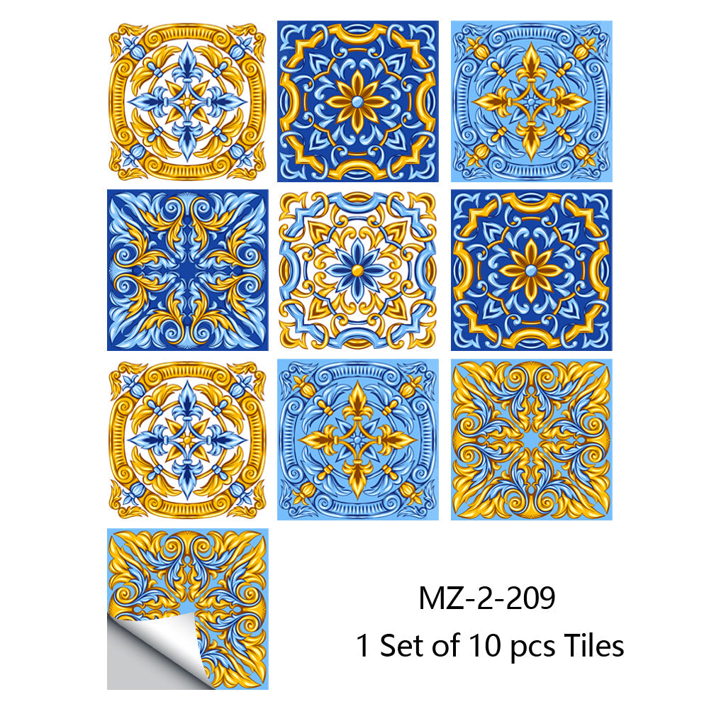 10/15cm Mandala Crystal Hard Film Tiles Wall Stickers Kitchen Bathroom Wardrobe Decoration Art Mural Waterproof PVC Wall Decals