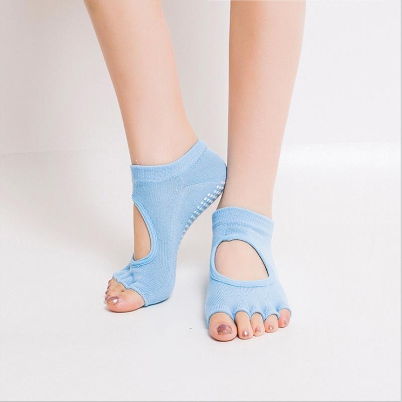 10 Colors Women Yoga Backless Five Toe Anti-Slip Ankle Grip Socks Dots Pilates Fitness Gym Socks Ladies Sports Socks