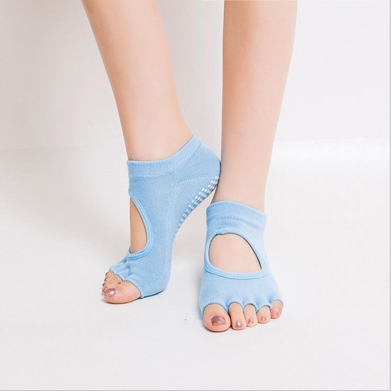 10 Colors Women Yoga Backless Five Toe Anti-Slip Ankle Grip Socks Dots Pilates Fitness Gym Socks Ladies Sports Socks