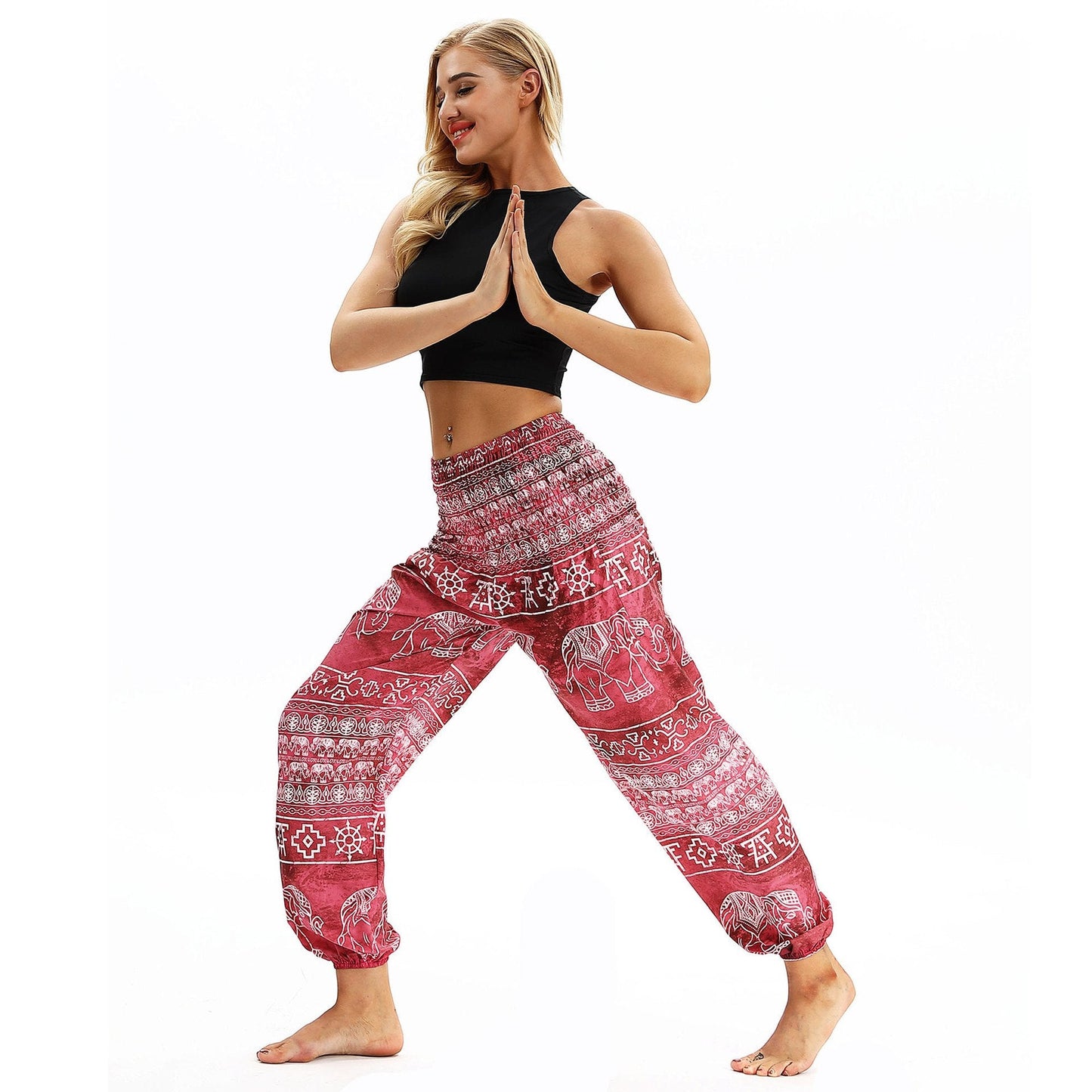 Printed National Style Foot Knickers Loose Fitness Yoga Pants