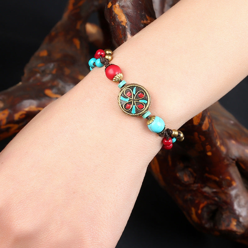 New Tibetan ethnic jewelry hand-woven Nepal Pearl retro bracelet