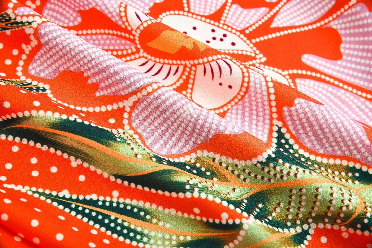 Sexy Bohemian V-Neck Print Slits Chiffon Orange Beach Dress