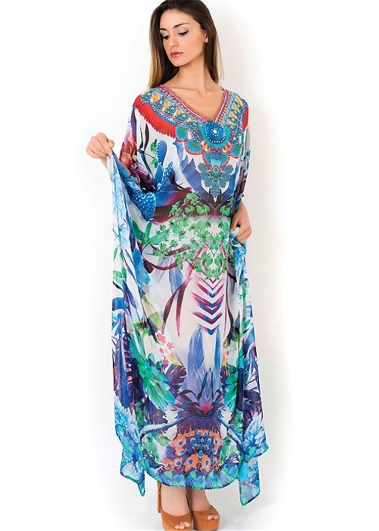 Printed Bohemia Loose Split-side Beach Cover-ups Swimwear