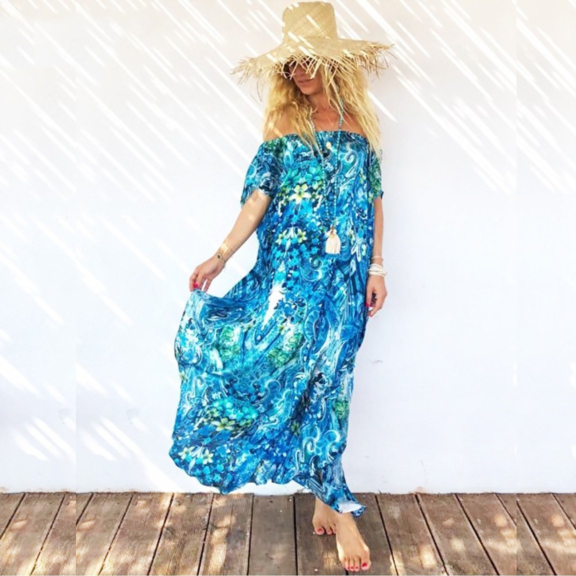 Sexy Off-the-shoulder Split Beach Maxi Dress