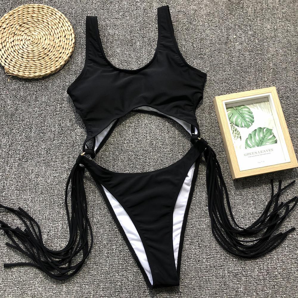 Swimsuit Sexy Openwork Rim Tassel One-Piece Bikini