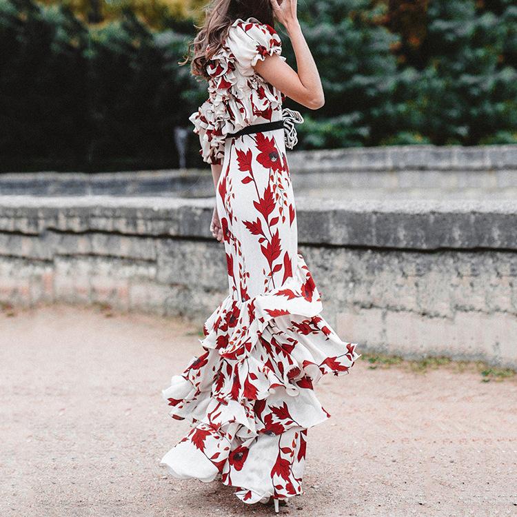 Bohemian One Shoulder Print Belt Dress