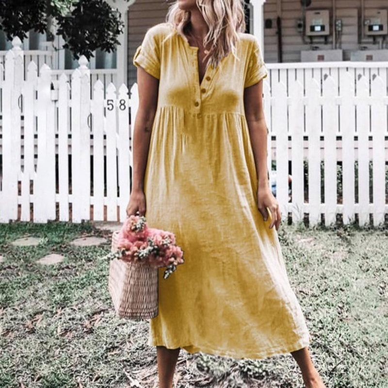 Women's Solid Color Short Sleeve Round Neck Dress Dress Dress