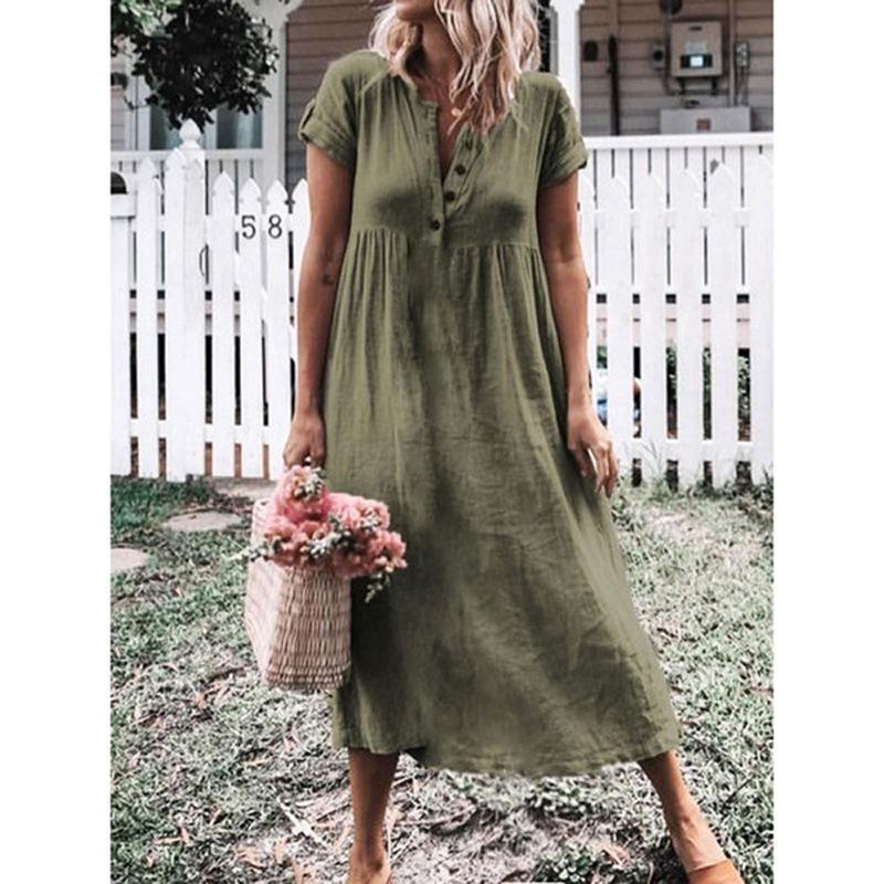 Women's Solid Color Short Sleeve Round Neck Dress Dress Dress