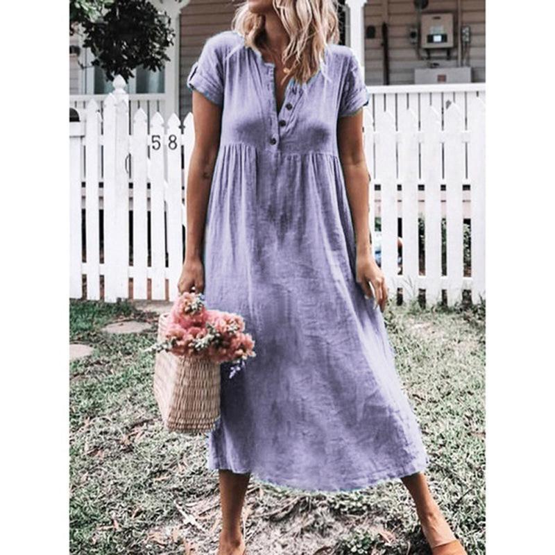 Women's Solid Color Short Sleeve Round Neck Dress Dress Dress