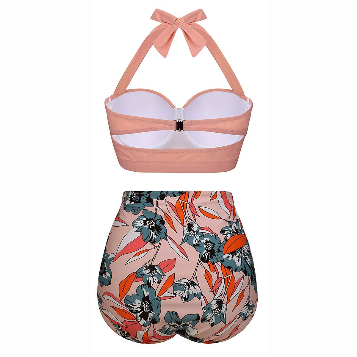 Retro Wave Point High Waist Bikini Print Swimsuit