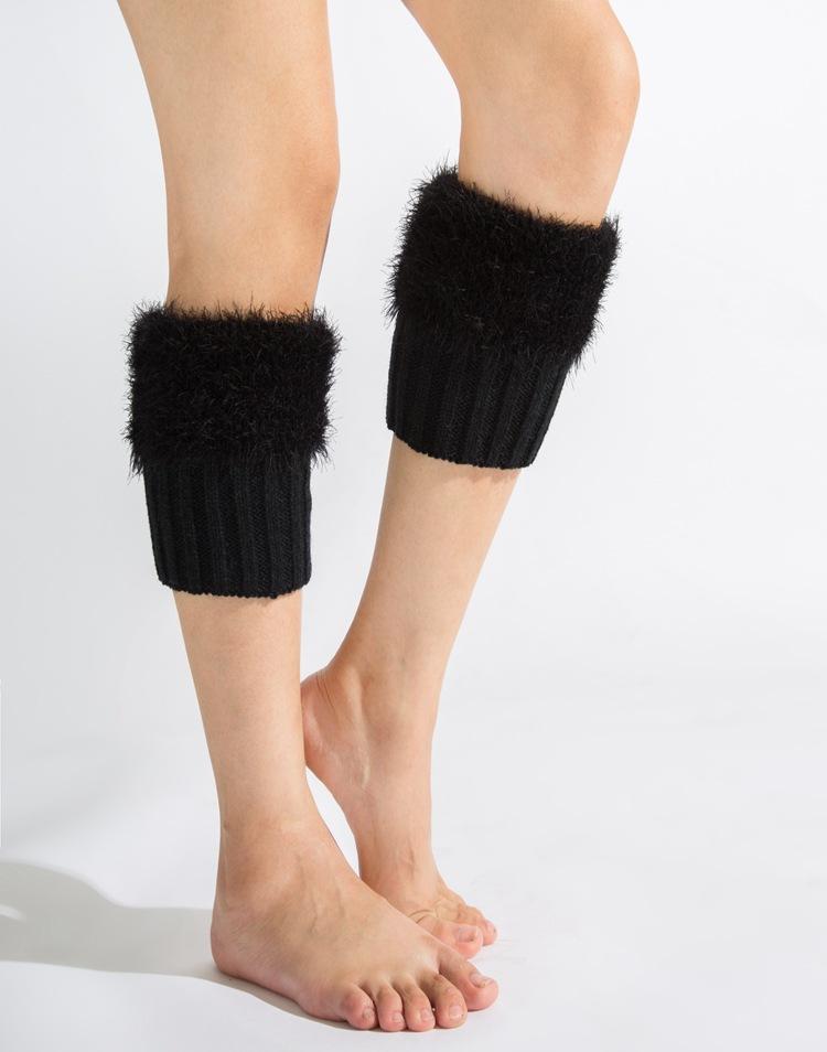 Imitation fur leg warmers knit imitation wool boots wool leggings short paragraph introverted solid color feather yarn socks