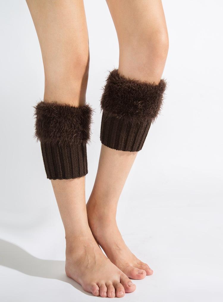 Imitation fur leg warmers knit imitation wool boots wool leggings short paragraph introverted solid color feather yarn socks