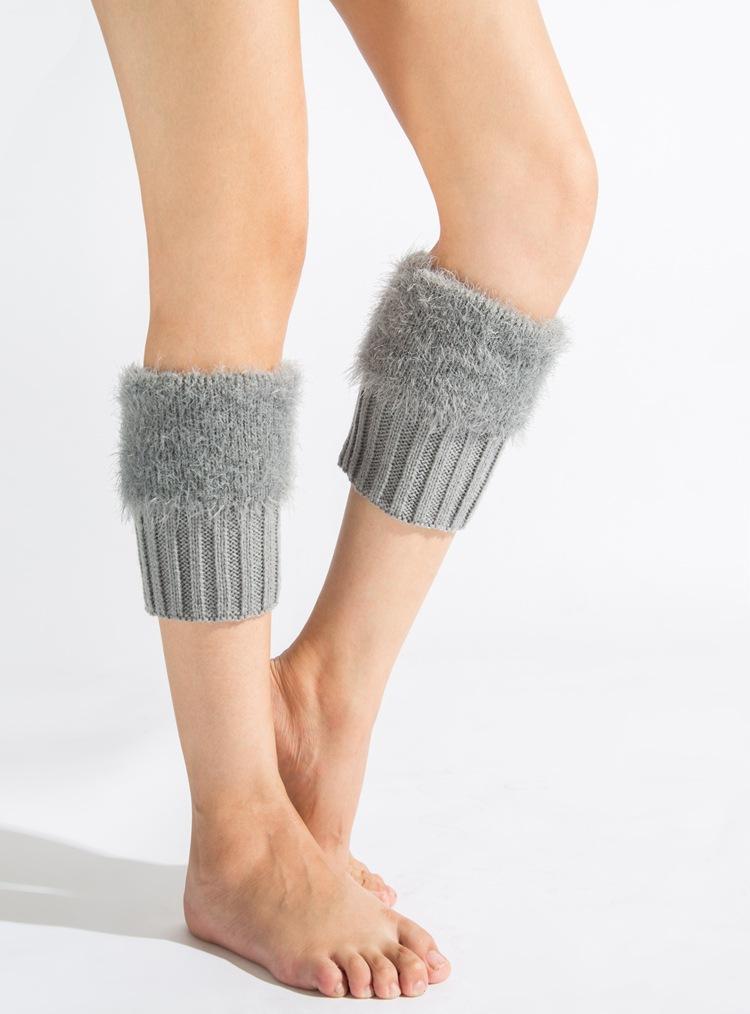 Imitation fur leg warmers knit imitation wool boots wool leggings short paragraph introverted solid color feather yarn socks