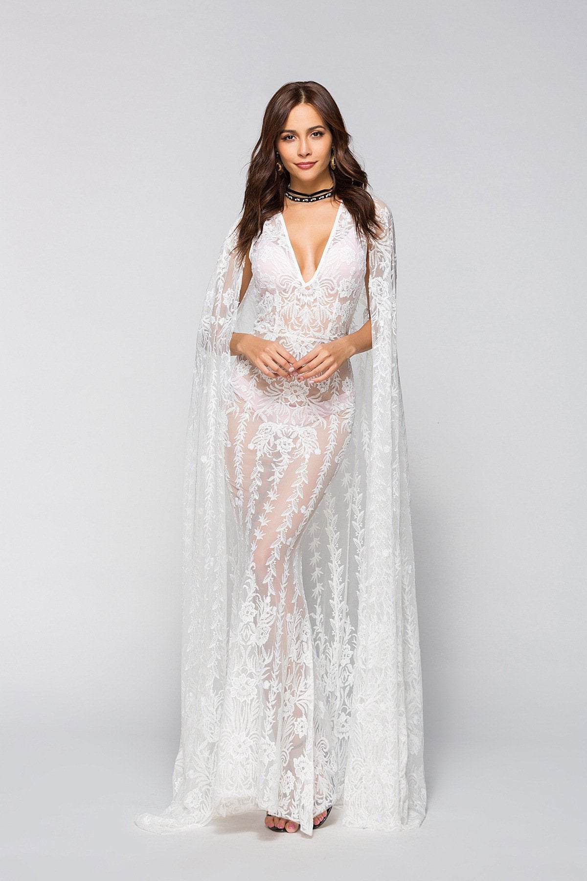 2018 new arrival Lace dress dress fashion suit nightclub wedding cloak