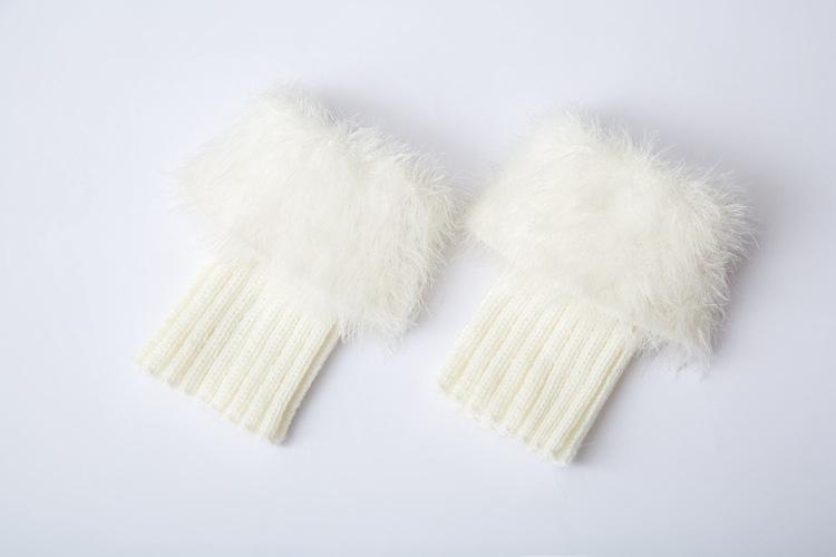 Imitation fur leg warmers knit imitation wool boots wool leggings short paragraph introverted solid color feather yarn socks