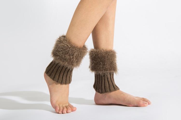 Imitation fur leg warmers knit imitation wool boots wool leggings short paragraph introverted solid color feather yarn socks