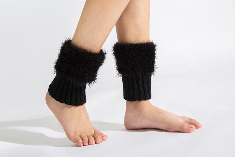 Imitation fur leg warmers knit imitation wool boots wool leggings short paragraph introverted solid color feather yarn socks