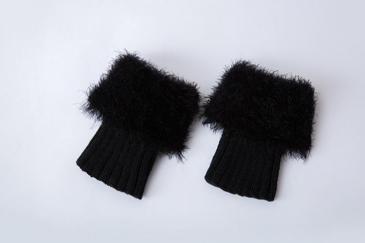 Imitation fur leg warmers knit imitation wool boots wool leggings short paragraph introverted solid color feather yarn socks