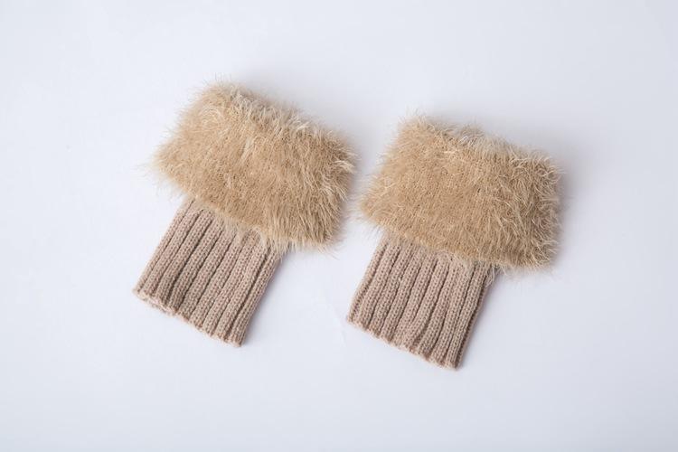 Imitation fur leg warmers knit imitation wool boots wool leggings short paragraph introverted solid color feather yarn socks