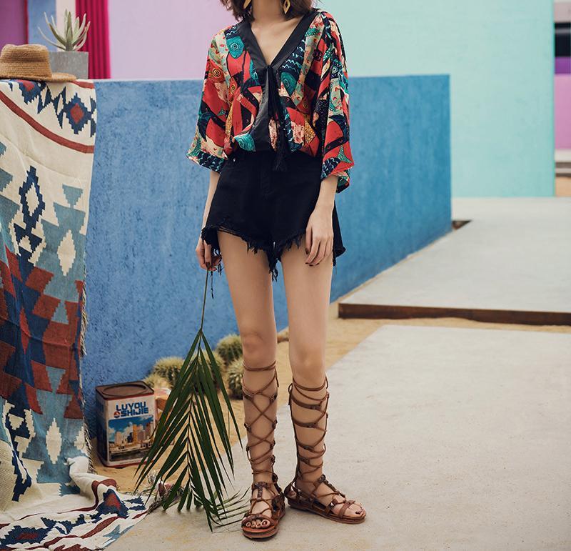 VINTAGE V-NECK HALF-SLEEVE SHIRT