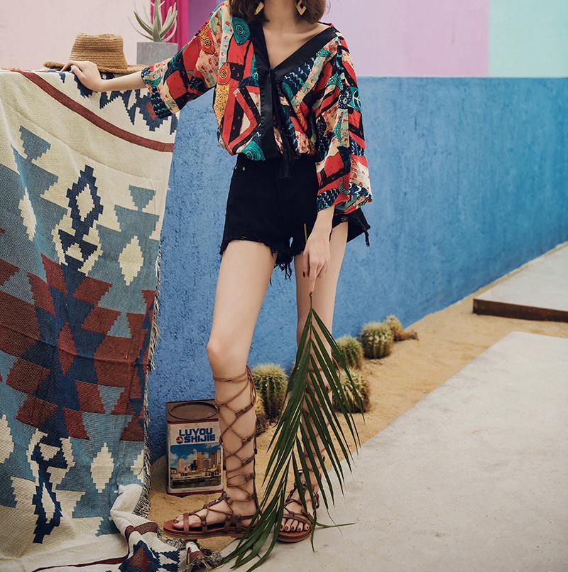 VINTAGE V-NECK HALF-SLEEVE SHIRT