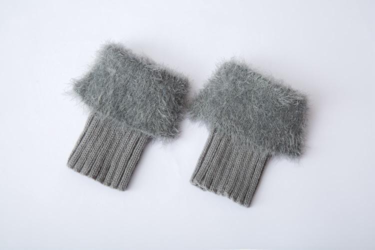 Imitation fur leg warmers knit imitation wool boots wool leggings short paragraph introverted solid color feather yarn socks