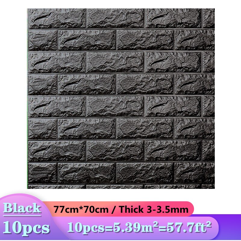 10pcs 3D Wall Sticker Imitation Brick Bedroom Decoration Waterproof Self Adhesive Wallpaper For Living Room Kitchen TV Backdrop