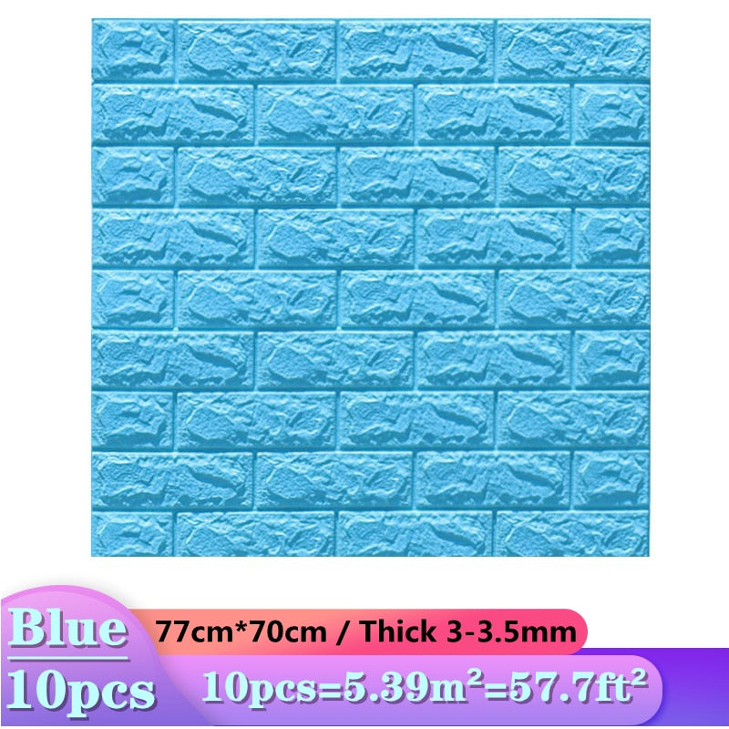 10pcs 3D Wall Sticker Imitation Brick Bedroom Decoration Waterproof Self Adhesive Wallpaper For Living Room Kitchen TV Backdrop