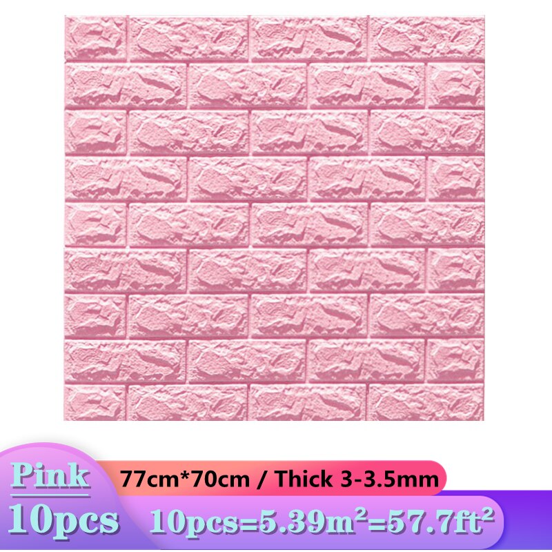 10pcs 3D Wall Sticker Imitation Brick Bedroom Decoration Waterproof Self Adhesive Wallpaper For Living Room Kitchen TV Backdrop