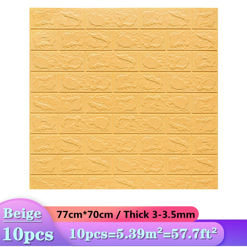 10pcs 3D Wall Sticker Imitation Brick Bedroom Decoration Waterproof Self Adhesive Wallpaper For Living Room Kitchen TV Backdrop