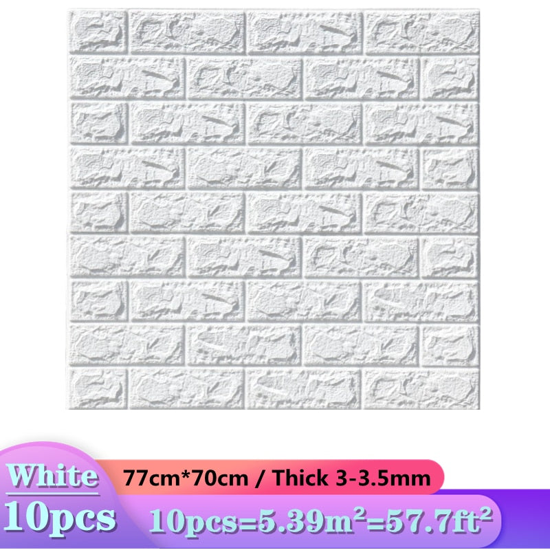 10pcs 3D Wall Sticker Imitation Brick Bedroom Decoration Waterproof Self Adhesive Wallpaper For Living Room Kitchen TV Backdrop