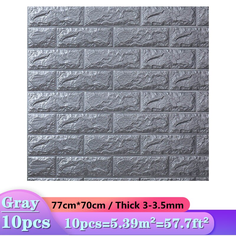 10pcs 3D Wall Sticker Imitation Brick Bedroom Decoration Waterproof Self Adhesive Wallpaper For Living Room Kitchen TV Backdrop