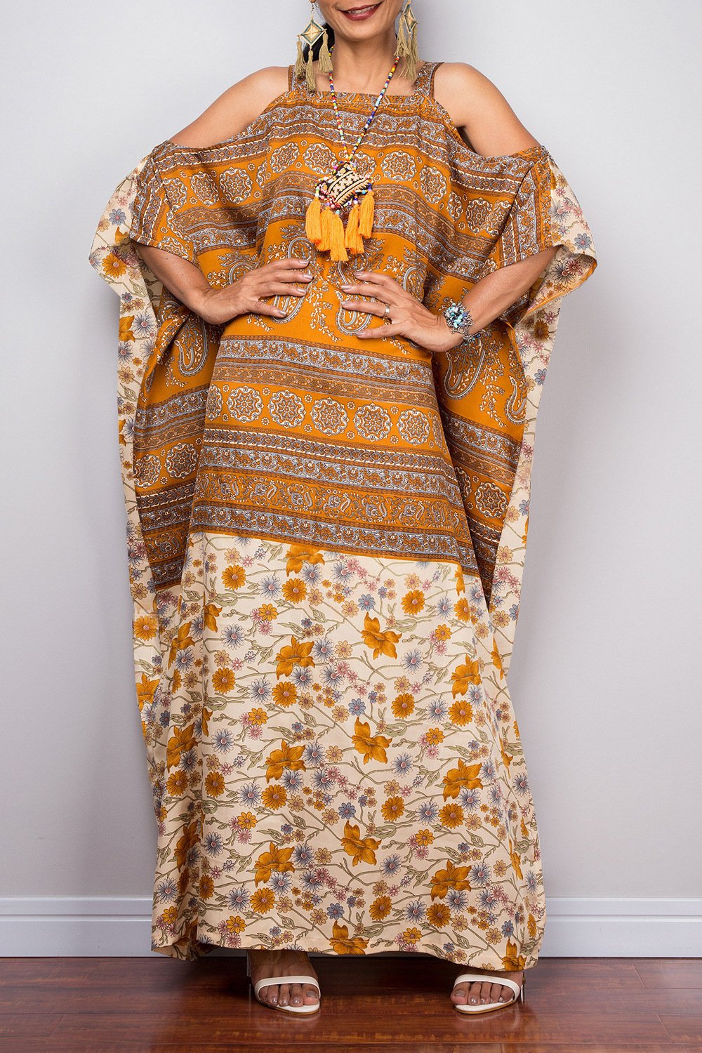 Bohemian Off-the-shoulder Style Robes Sling Ethnic Long Dress