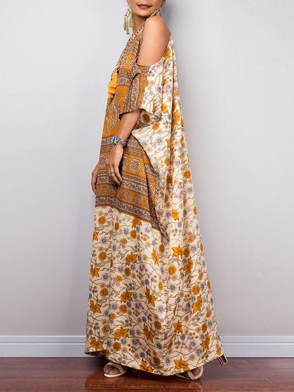 Bohemian Off-the-shoulder Style Robes Sling Ethnic Long Dress