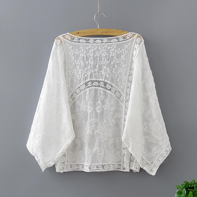 Hand-cut Crocheted Blouses Lace Shirts Thin Sunscreen Shirts Knitted Shirts and Cardigans