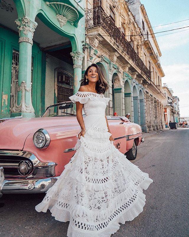 Lotus leaf edge hollowed out lace dress