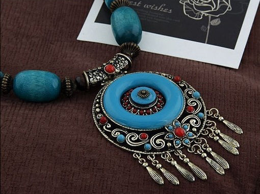 Bohemian Ethnic Style Hand-Woven Colorful Jewel Necklace