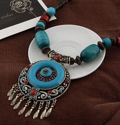 Bohemian Ethnic Style Hand-Woven Colorful Jewel Necklace