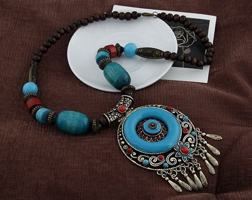 Bohemian Ethnic Style Hand-Woven Colorful Jewel Necklace