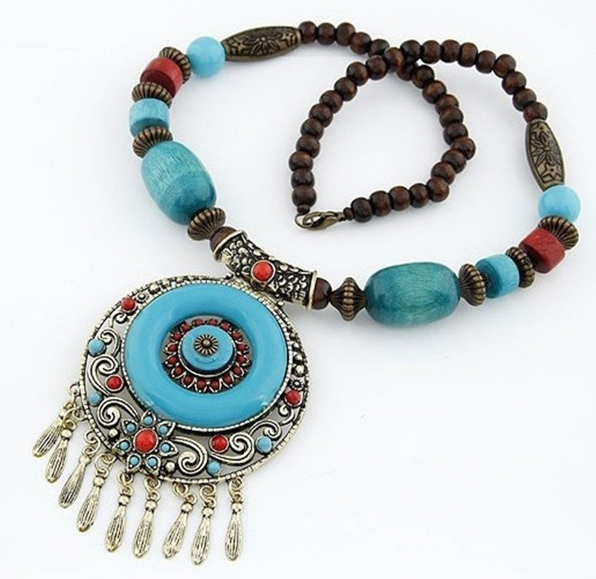 Bohemian Ethnic Style Hand-Woven Colorful Jewel Necklace