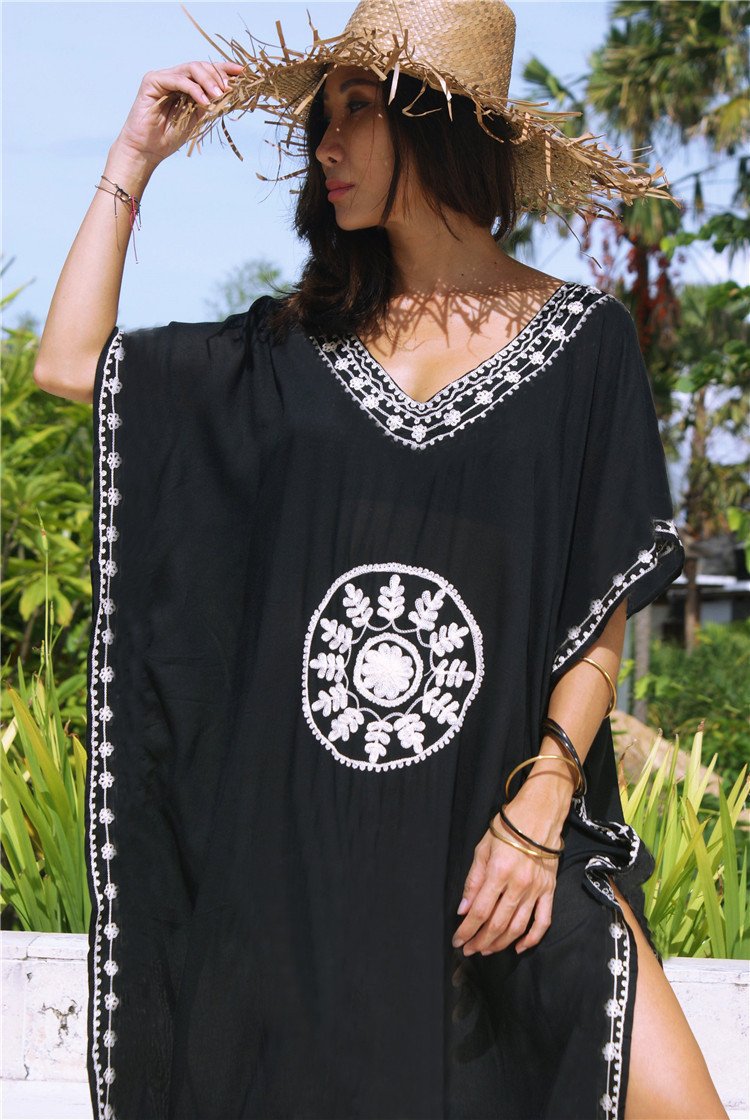 Embroidered Beach Dress Robe Holiday Dress Bikini Blouse Women's Sun Protection Clothing