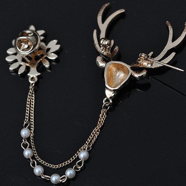 Luxury Unisex Brooch Crystal Deer Tree Artificial Pearl Christmas Brooches