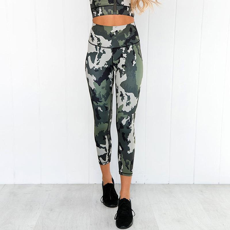 Camo Printing Yoga Fitness Suite Wet and Sweat Exhaust Yoga Suit Women's Fitness Suite