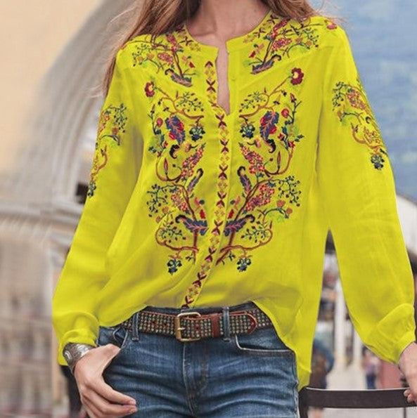 Summer Printed Long-sleeved Women's Shirt