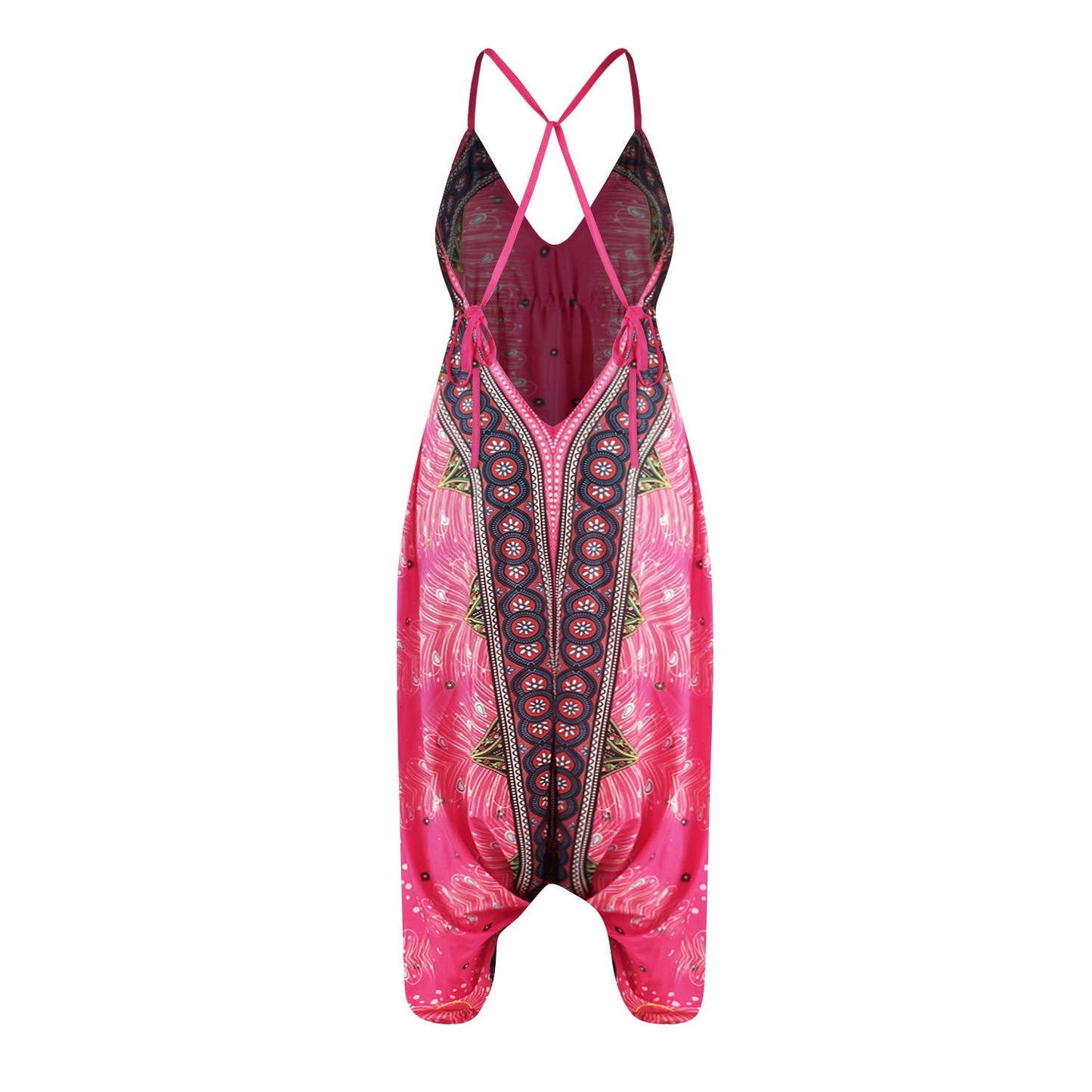 Loose Digital Print Women's Casual Open Back Sexy Jumpsuit