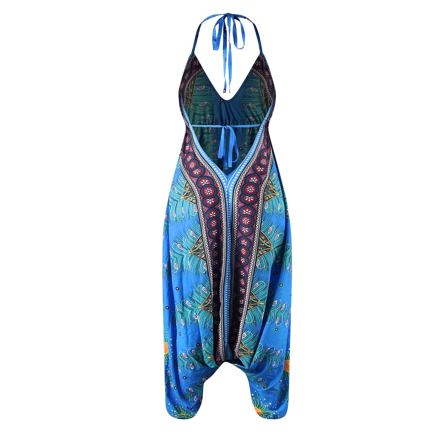 Loose Digital Print Women's Casual Open Back Sexy Jumpsuit